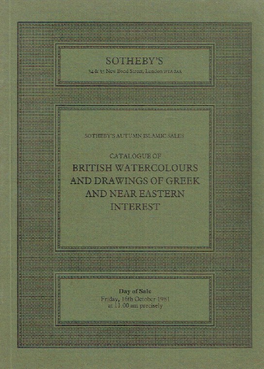 Sothebys October 1981 British Watercolours & Drawings of Greek and Eastern - Click Image to Close