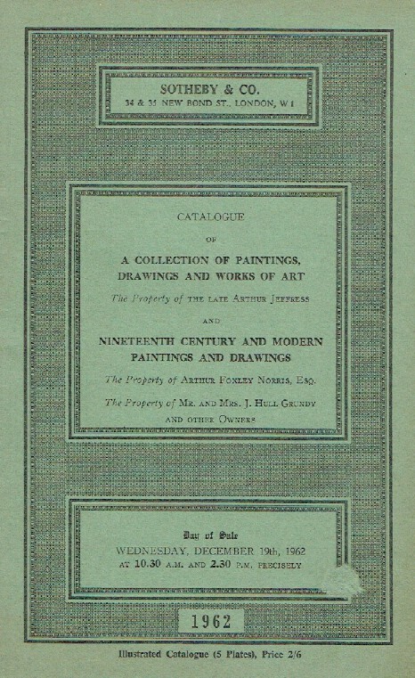 Sothebys December 1962 19th C, Modern Paintings & Drawings