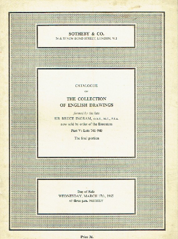 Sothebys March 1965 The Collection of English Drawings