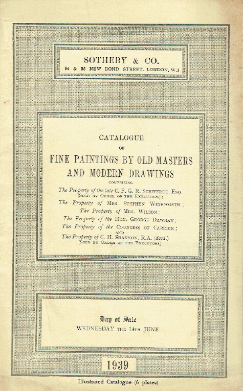 Sothebys June 1939 Fine Paintings by Old Masters & Modern (Digital only)