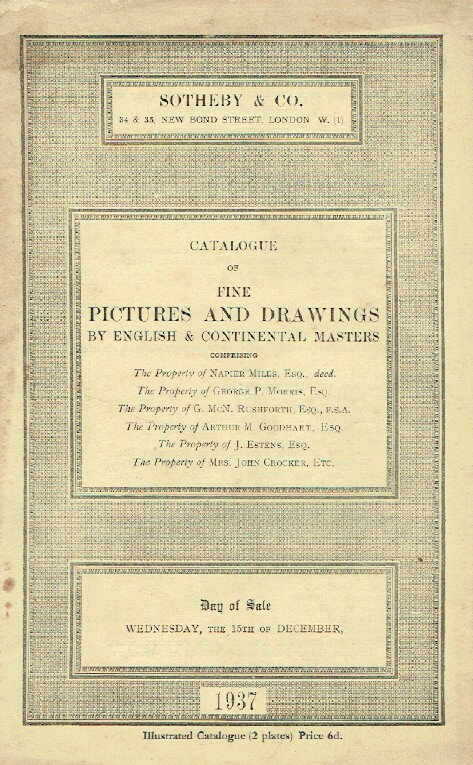 Sothebys December 1937 Pictures & Drawings by English & Continental Masters