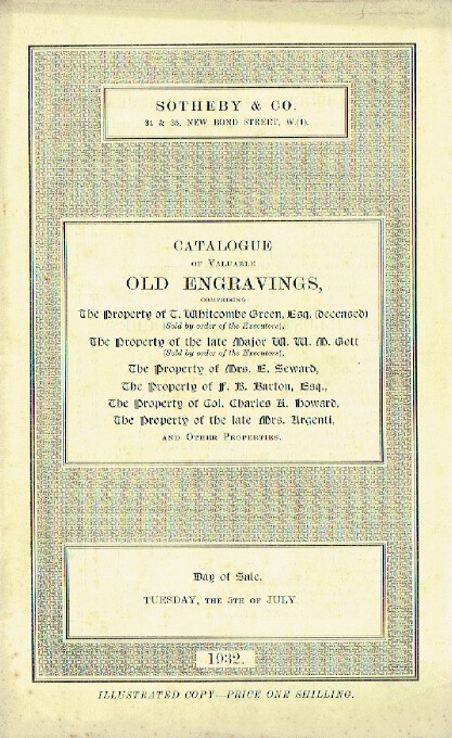 Sothebys July 1932 Old Engravings (Digital only)