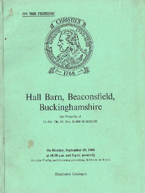 Christies September 1969 Hall Barn, Beaconsfield Buckinghamshire - Click Image to Close