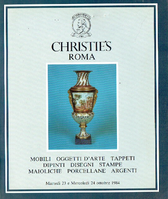 Christies October 1984 Furniture, Rugs, Paintings & Prints, Majolica, Silver - Click Image to Close