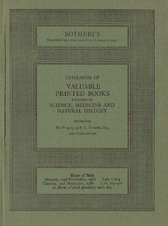 Sothebys November 1981 Valuable Printed Books - Science & Natural History