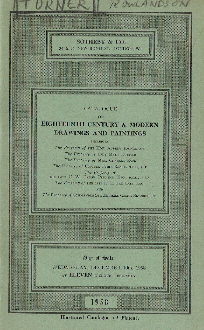 Sothebys December 1958 Eighteenth Century & Modern Drawings and Paintings