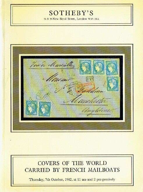 Sothebys October 1982 Covers of The World Carried by French Mailboats