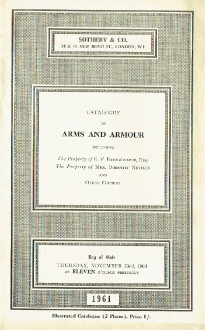 Sothebys November 1961 Arms & Armour - Click Image to Close