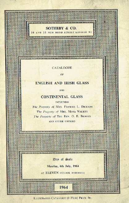 Sothebys July 1964 English, Irish Glass & Continental Glass