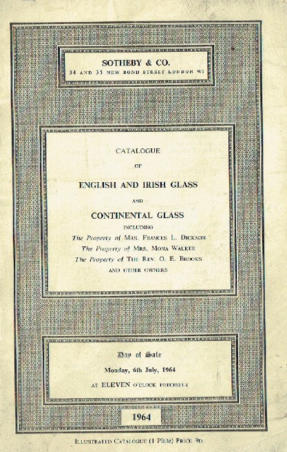 Sothebys July 1964 English, Irish Glass & Continental Glass (Digital only)