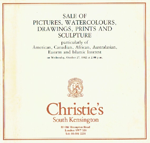 Christies October 1982 Pictures & Prints American, African, Australasian - Click Image to Close
