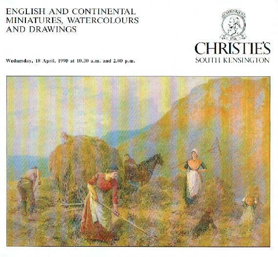 Christies April 1990 English & Continental Miniatures Watercolours and Drawings
