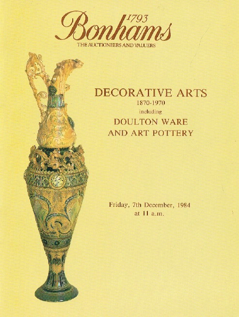 Bonhams December 1984 Decorative Arts 1870 - 1970 - Click Image to Close