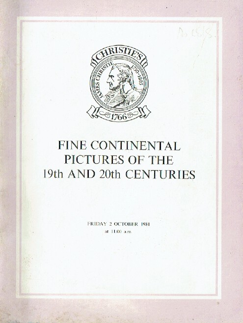 Christies October 1981 Fine Continental Pictures of the 19th & 20th Centuries
