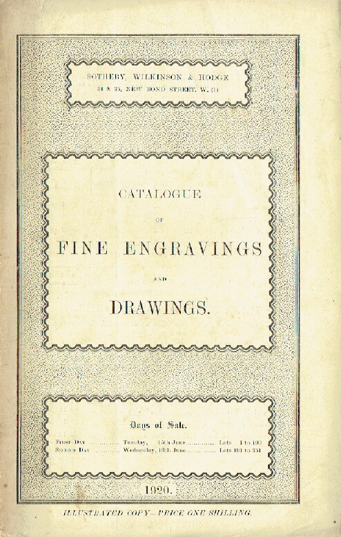 Sothebys June 1920 Fine Engravings and Drawings