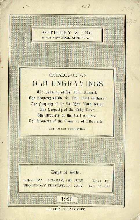 Sothebys July 1926 Old Engravings (Digital only)