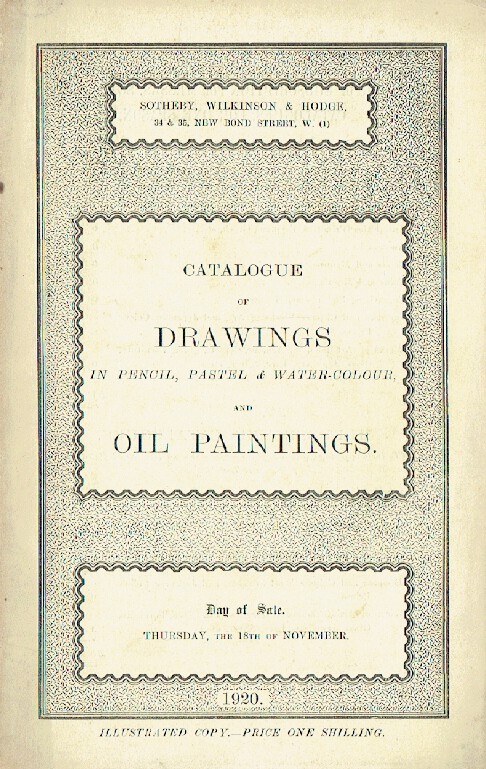 Sothebys November 1920 Drawings & Oil Paintings