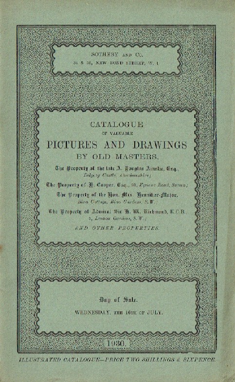 Sothebys July 1930 Pictures & Drawings by Old Masters