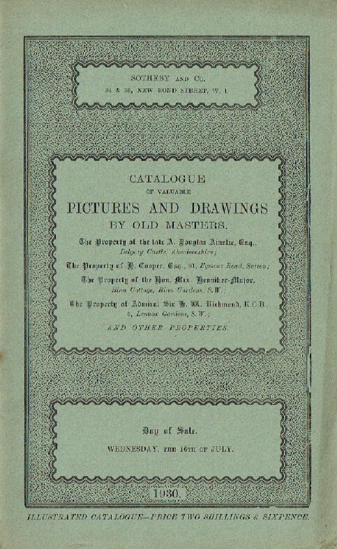 Sothebys July 1930 Pictures & Drawings by Old Masters