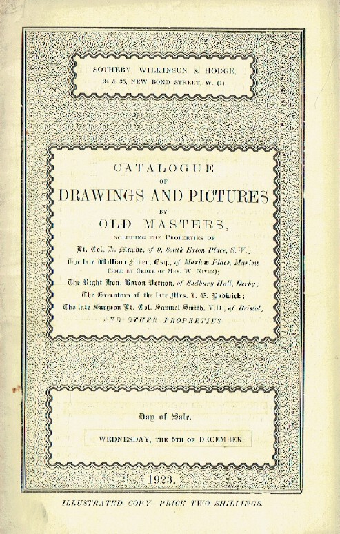 Sothebys December 1923 Drawings & Pictures by Old Masters (Digital only)
