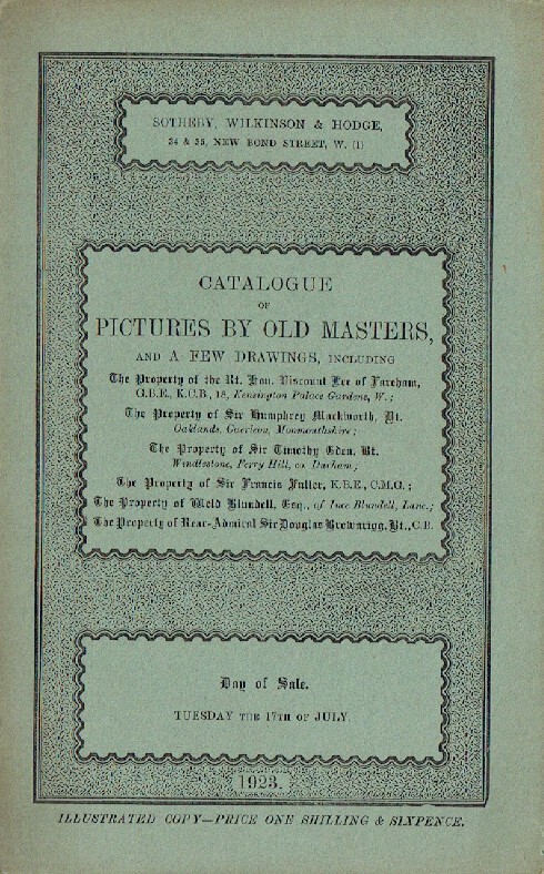 Sothebys July 1923 Pictures by Old Masters (Digital only)