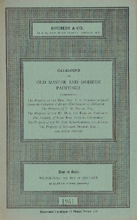 Sothebys January 1951 Old Master & Modern Paintings