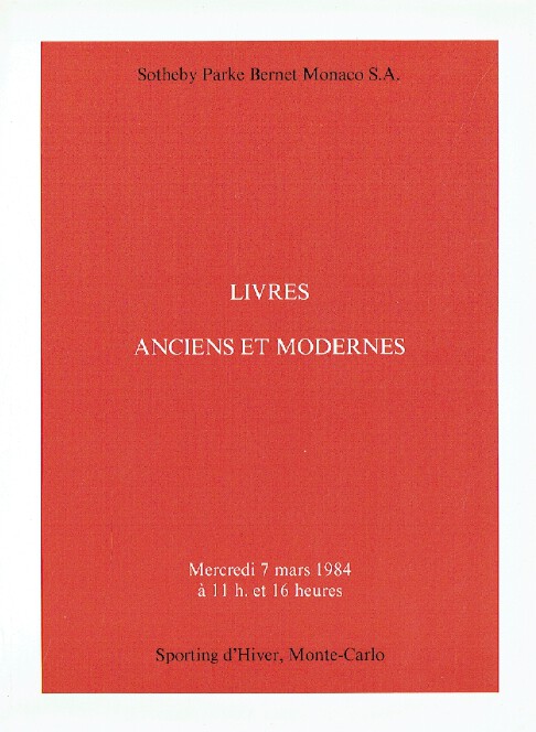 Sothebys March 1984 Old Master & Modern Books - Click Image to Close