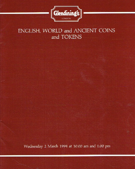 Glendinings March 1994 English, World and Ancient Coins and Tokens