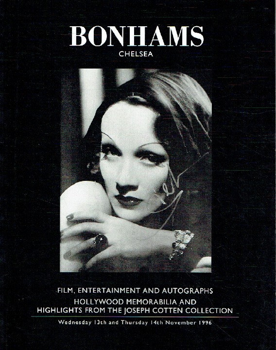 Bonhams November 1996 Film, Entertainment & Autographs-Joseph Cotten Collection - Click Image to Close