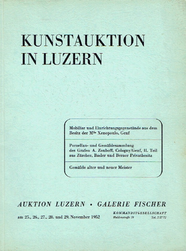 Fischer November 1952 Xenopoulo Collection of Furniture & Zouboff Collection