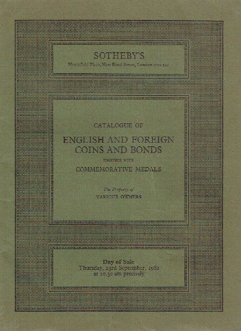 Sothebys September 1982 English & Foreign Coins & Bonds
