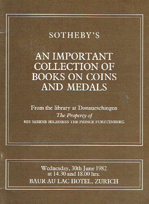 Sothebys June 1982 An Important Collection of Books on Coins and Medals