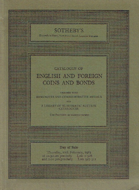 Sothebys February 1983 English, Foreign Coins & Bonds