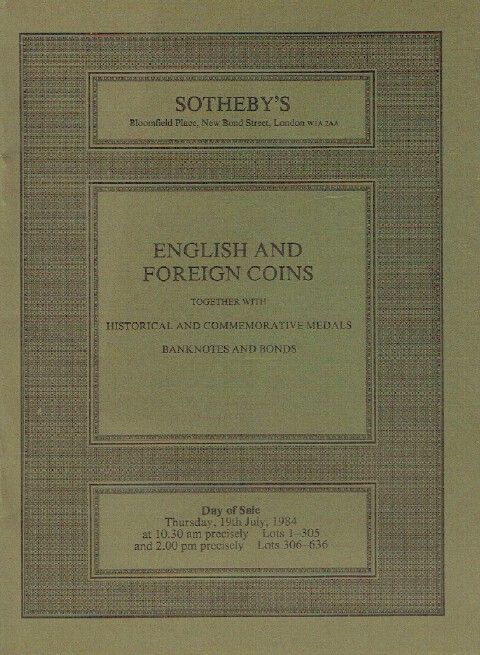 Sothebys July 1984 English & Foreign Coins - Click Image to Close