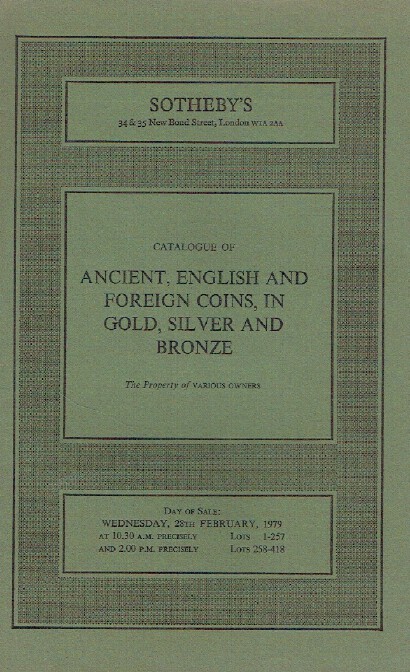 Sothebys February 1979 Ancient, English & Foreign Coins in Gold, Silver & Bronze