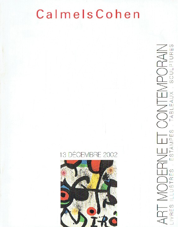 Calmels Chambre Cohen December 2002 Modern & Contemporary Art-Books & Sculptures