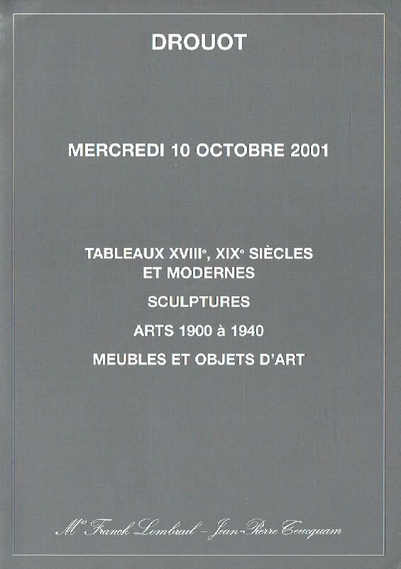Lombrail et Teucquam October 2001 18th, 19th C & Modern Paintings, Furniture