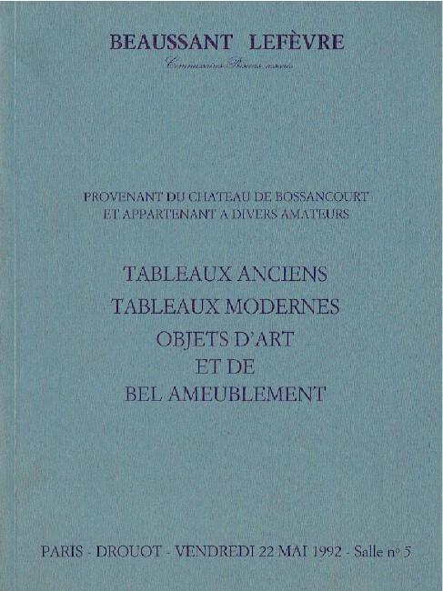 Beaussant Lefevre May 1992 Old Master & Modern Paintings, WOA (Digital only)