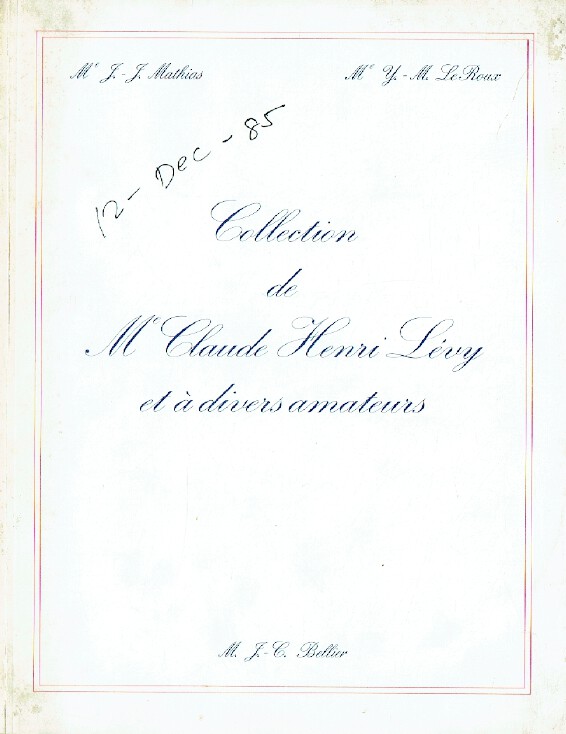 J. C. Bellier December 1985 Important Modern Paintings