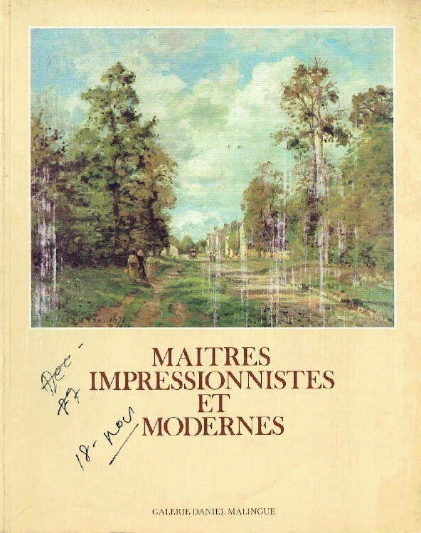 Galerie Daniel Malingue December 1987 Impressionist & Modern Art - Click Image to Close