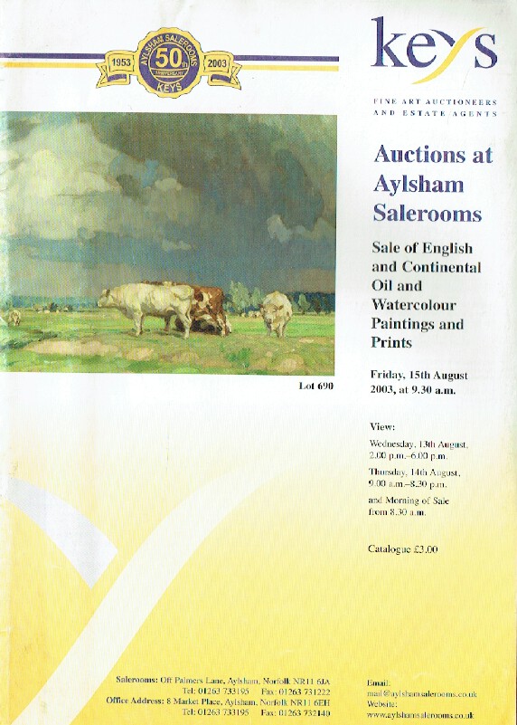 Keys August 2003 English & Continental Oil Watercolour, Paintings & Prints