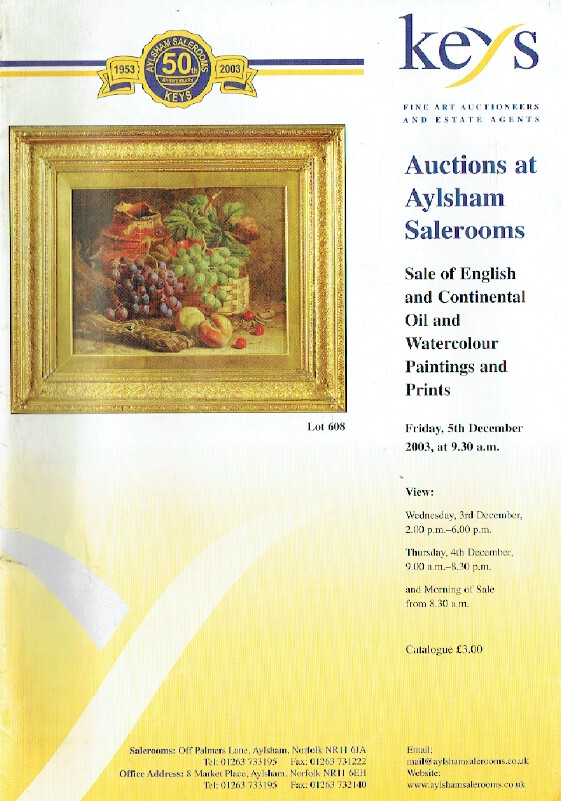 Keys December 2003 English & Continental Oil Watercolour, Paintings & Prints