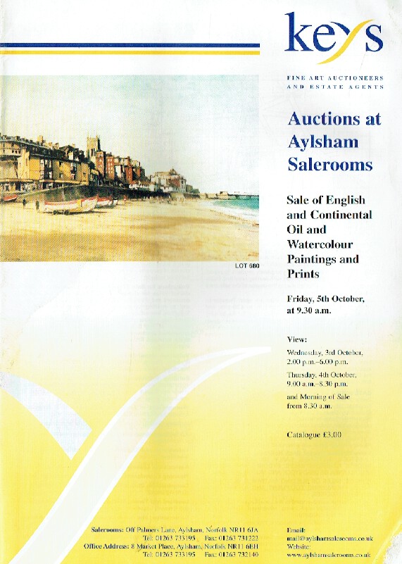 Keys October 2001 English & Continental Oil Watercolour, Paintings & Prints