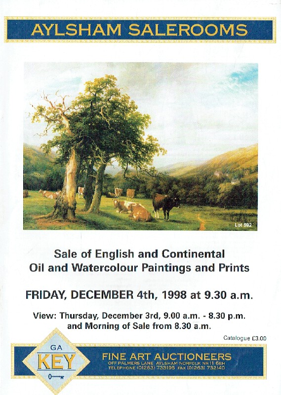 Keys December 1998 English & Continental Oil Watercolour, Paintings & Prints