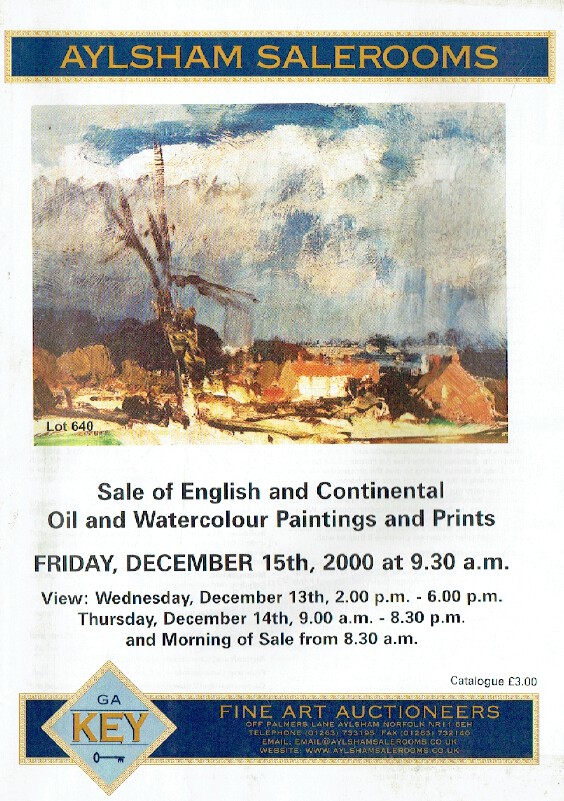 Keys December 2000 English & Continental Oil Watercolour, Paintings & Prints