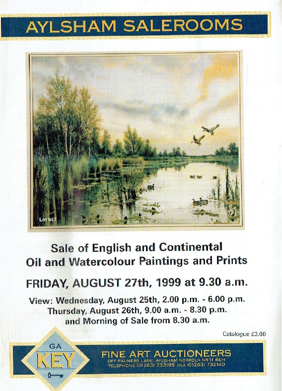 Keys August 1999 English & Continental Oil Watercolour, Paintings & Prints