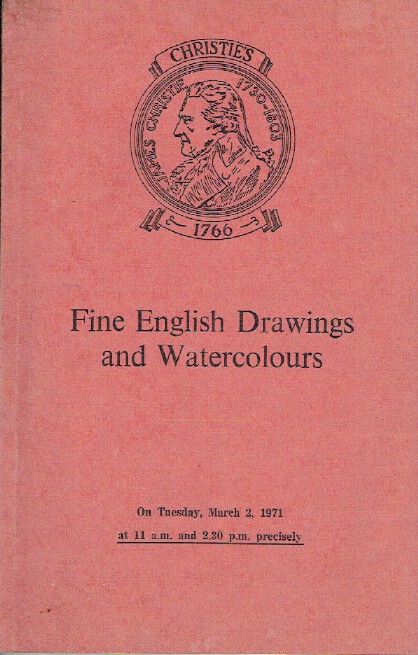 Christies March 1971 Fine English Drawings and Watercolours - Click Image to Close