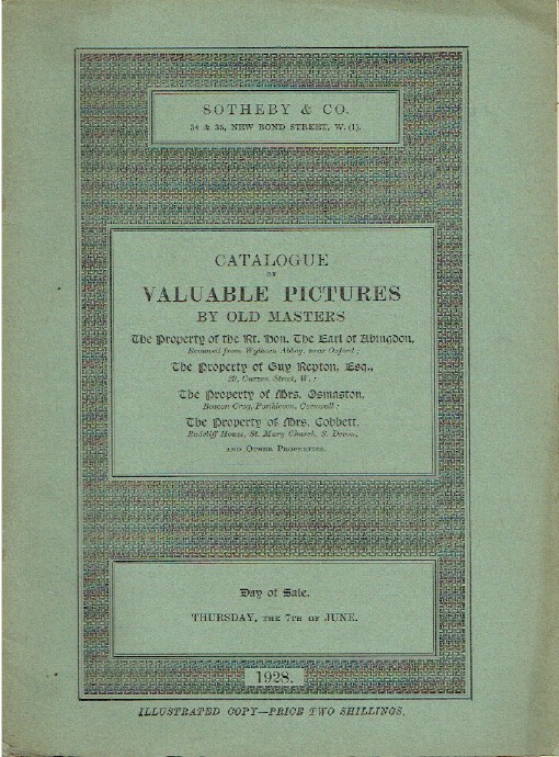 Sothebys June 1928 Valuable Pictures by Old Masters (Digital only)