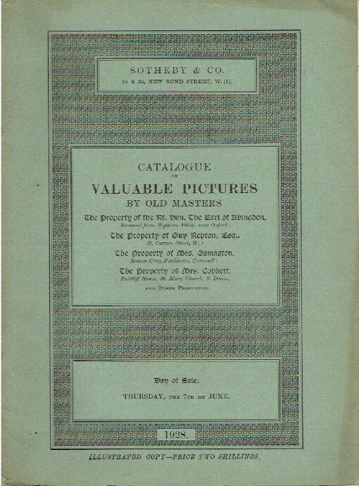 Sothebys June 1928 Valuable Pictures by Old Masters