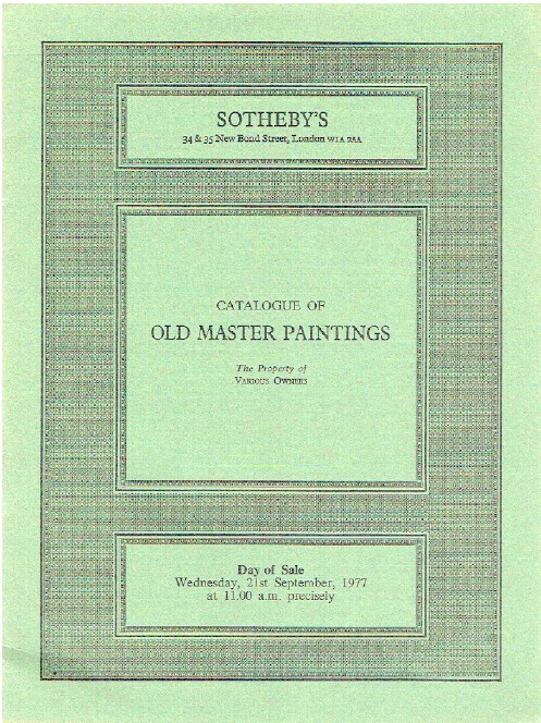 Sothebys September 1977 Old Master Paintings
